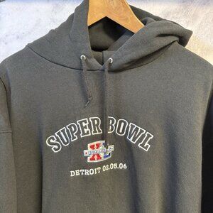 Vintage Detroit 2006 Super Bowl Hoodie Sweatshirt Mens XL 23x26.5 Embroidered